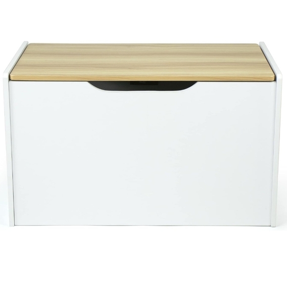 Humble Crew Expedition Hinged Toy Storage Chest with Lid, White & Natural Wood - Picture 4 of 4
